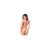 Ensemble sexy 4 pièces avec soutien-gorge ouvert, string, bandeau et menottes en dentelle 